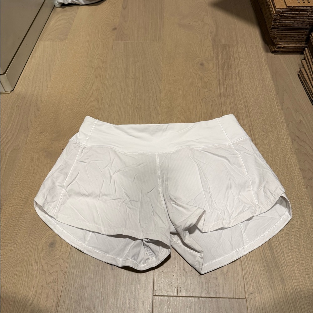 Lululemon Athletica Speed Up High Rise 2.5” White Athletic Shorts
